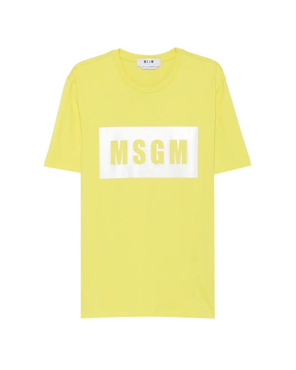 MSGM Yellow Logo-Print T-Shirt for men