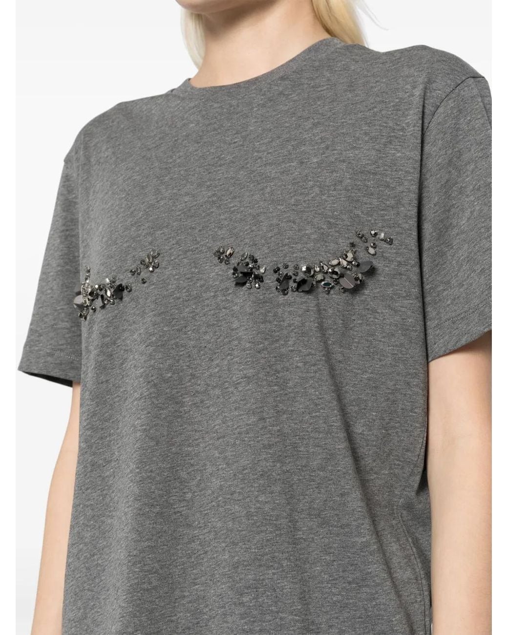 JNBY Gray Crystal-Embellished T-Shirt
