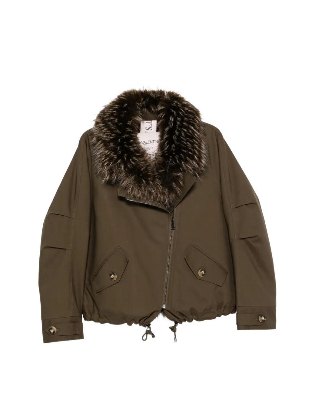 VALENTINI 1972 Brown Faux-Fur Trim Drawstring Coat
