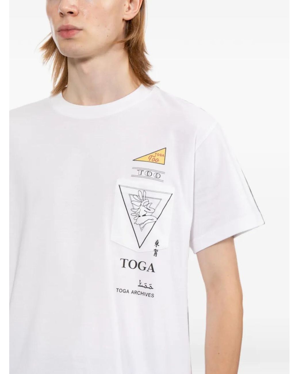 Toga White Graphic-Print T-Shirt for men