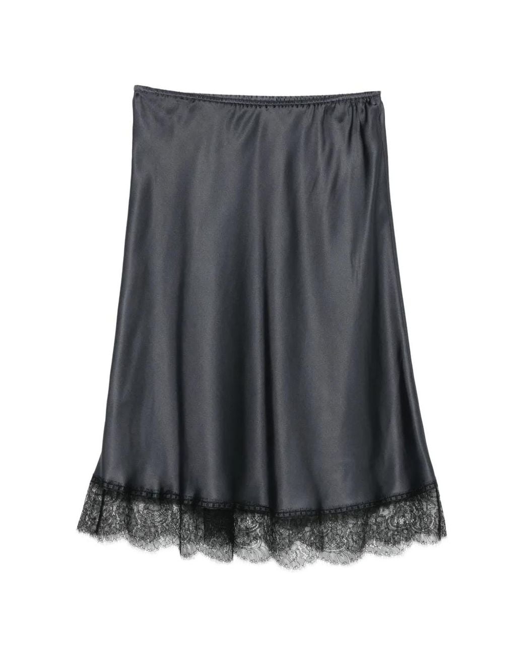 Carine Gilson Gray Lace-Trim Skirt