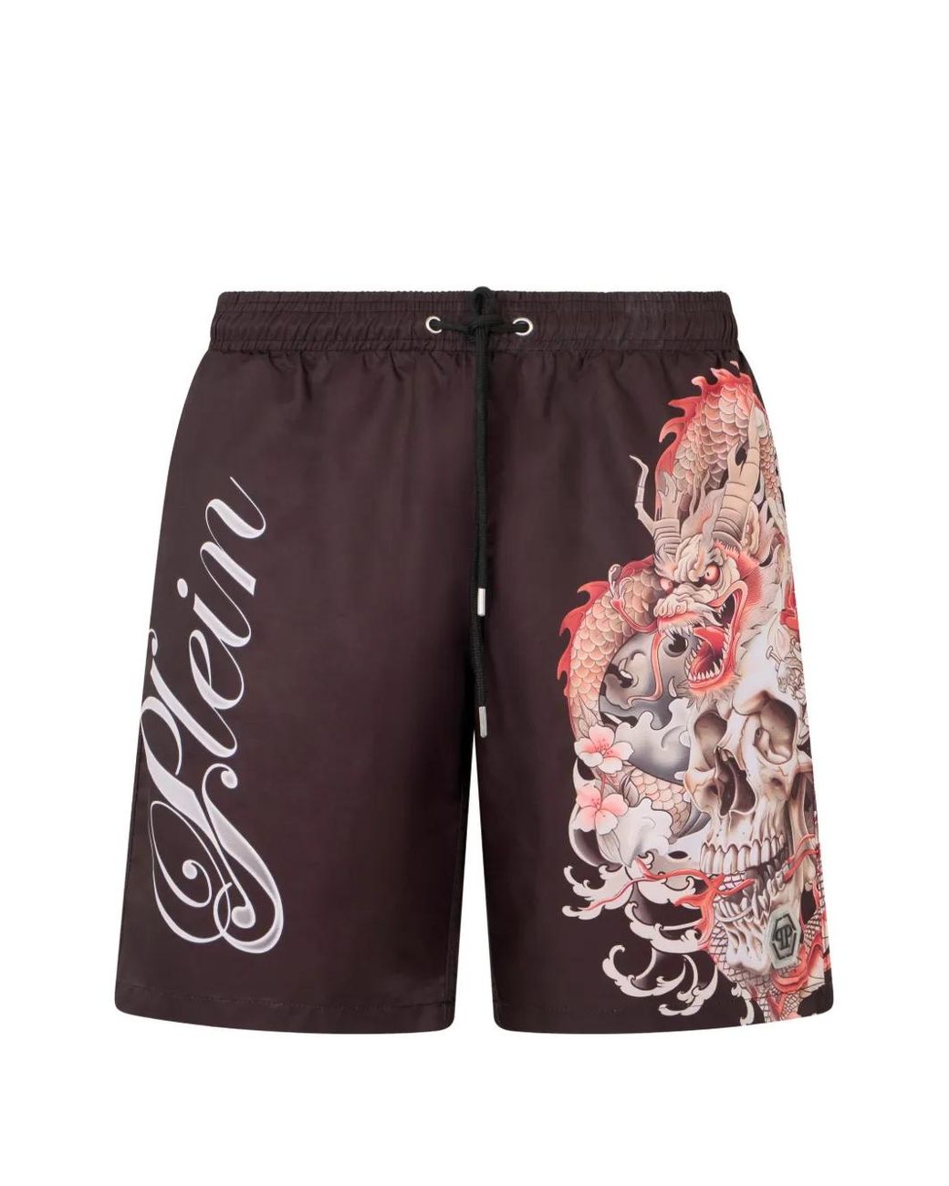 Philipp Plein Red Drago- Print Swim Shorts for men