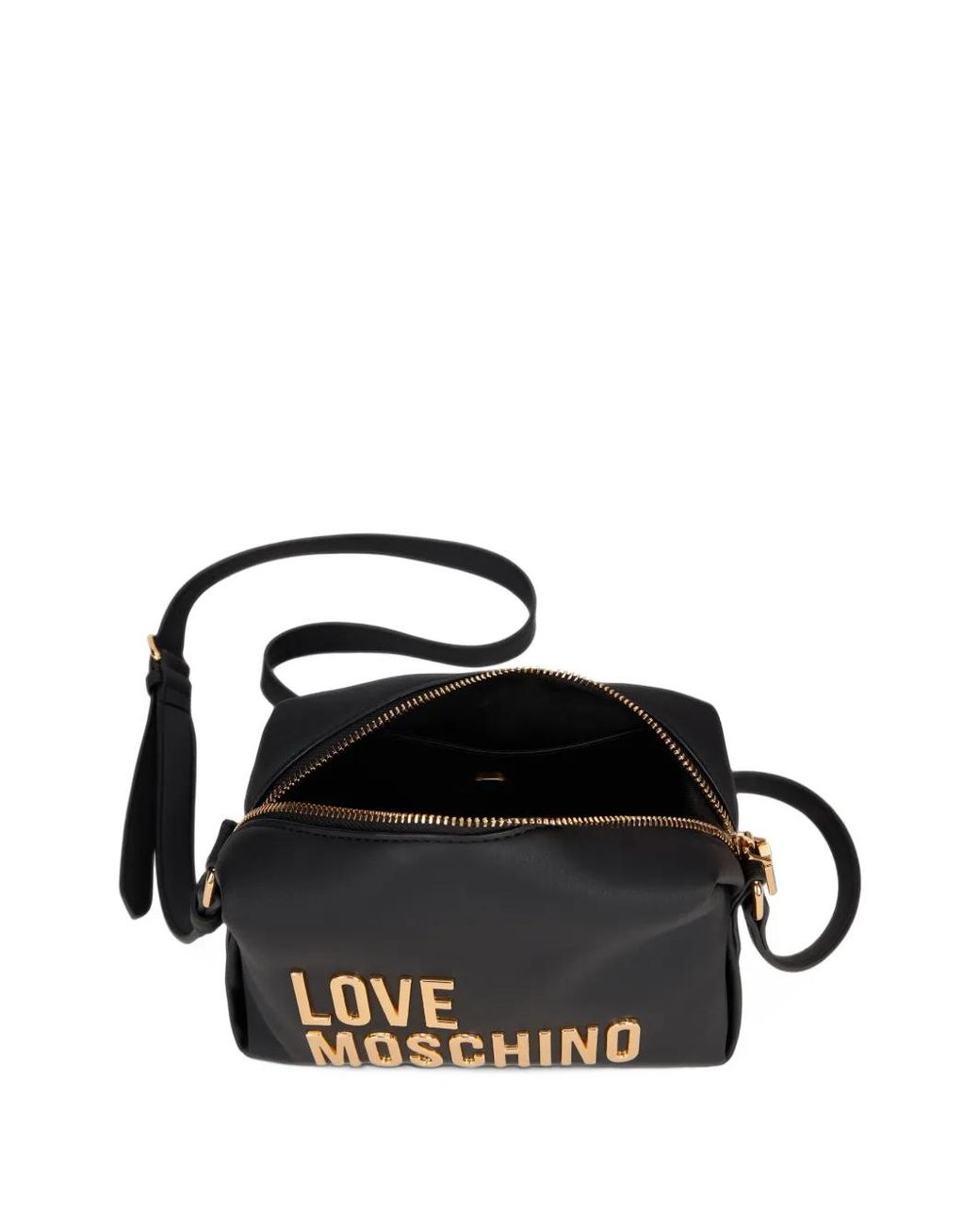 Love Moschino White Logo-Lettering Zip-Top Shoulder Bag