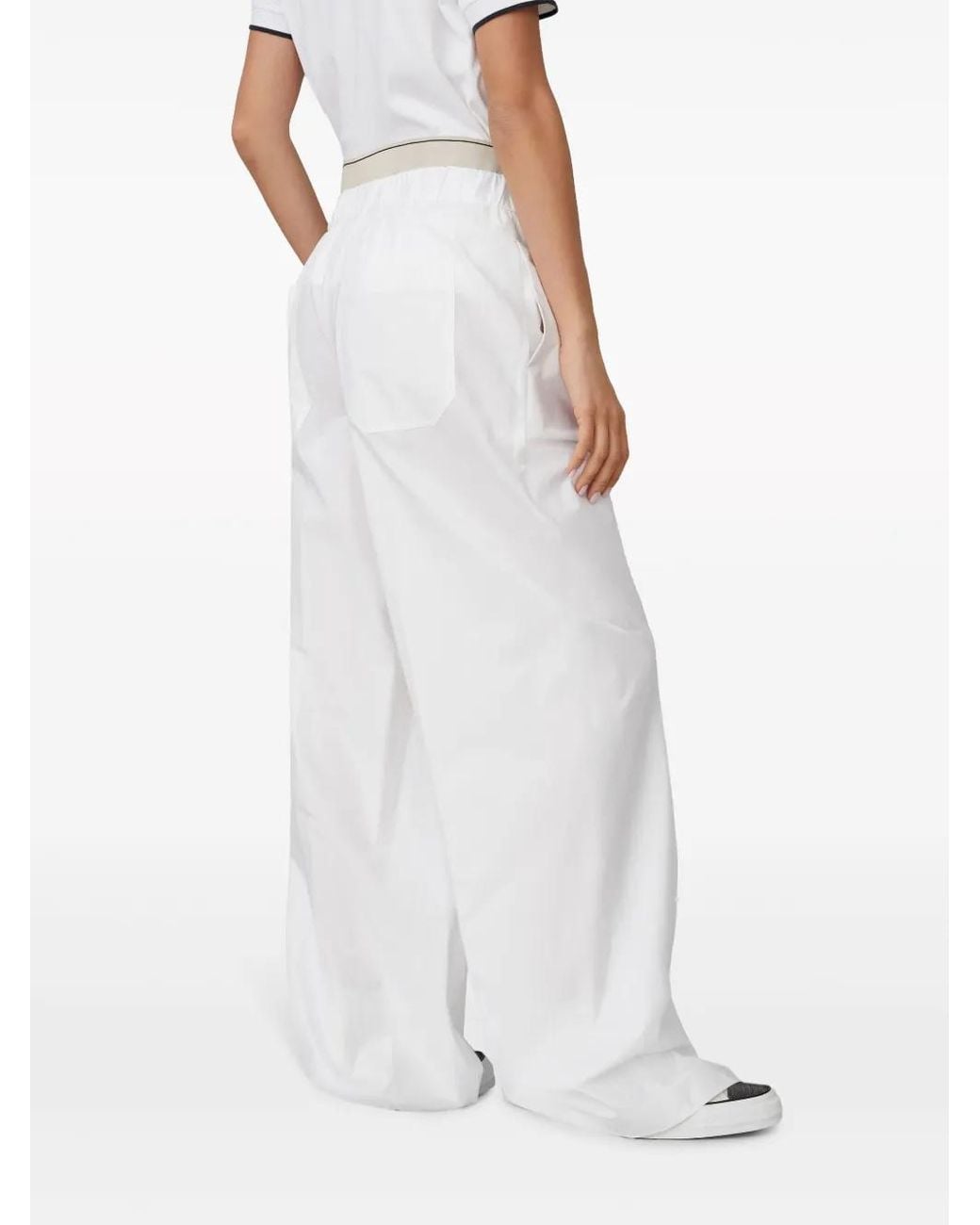 Brunello Cucinelli White High-Waist Palazzo Pants