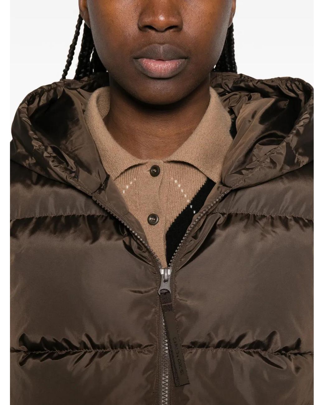 Canada Goose Brown Hoodie Hybridge En Maille Matelassée