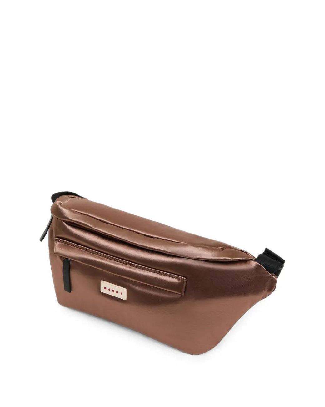 Marni Brown Logo-Patch Satin Belt Bag