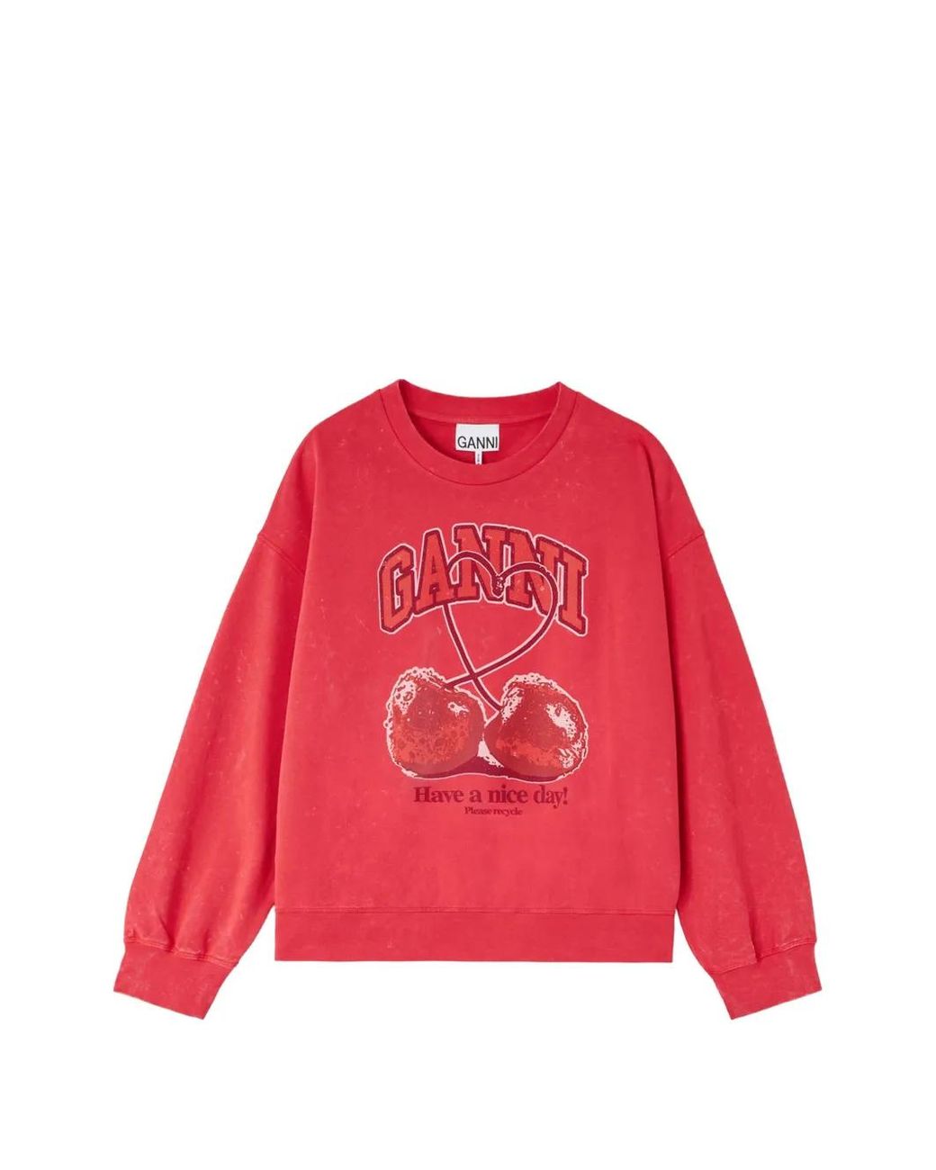 Ganni Red Col Rond Avec Cerise