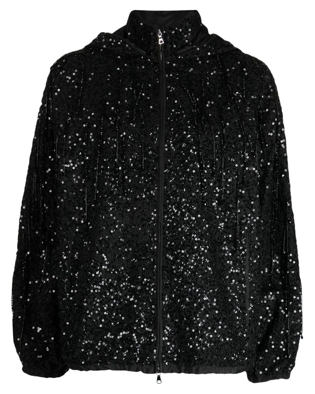 Dice Kayek Black Sequin-Embellished Bomber Jacket
