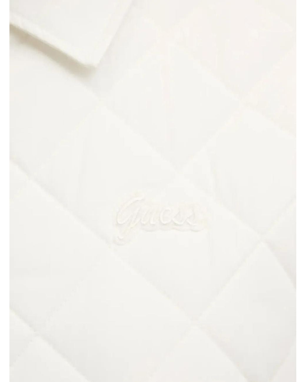 Guess White Quilted Collared Jacket