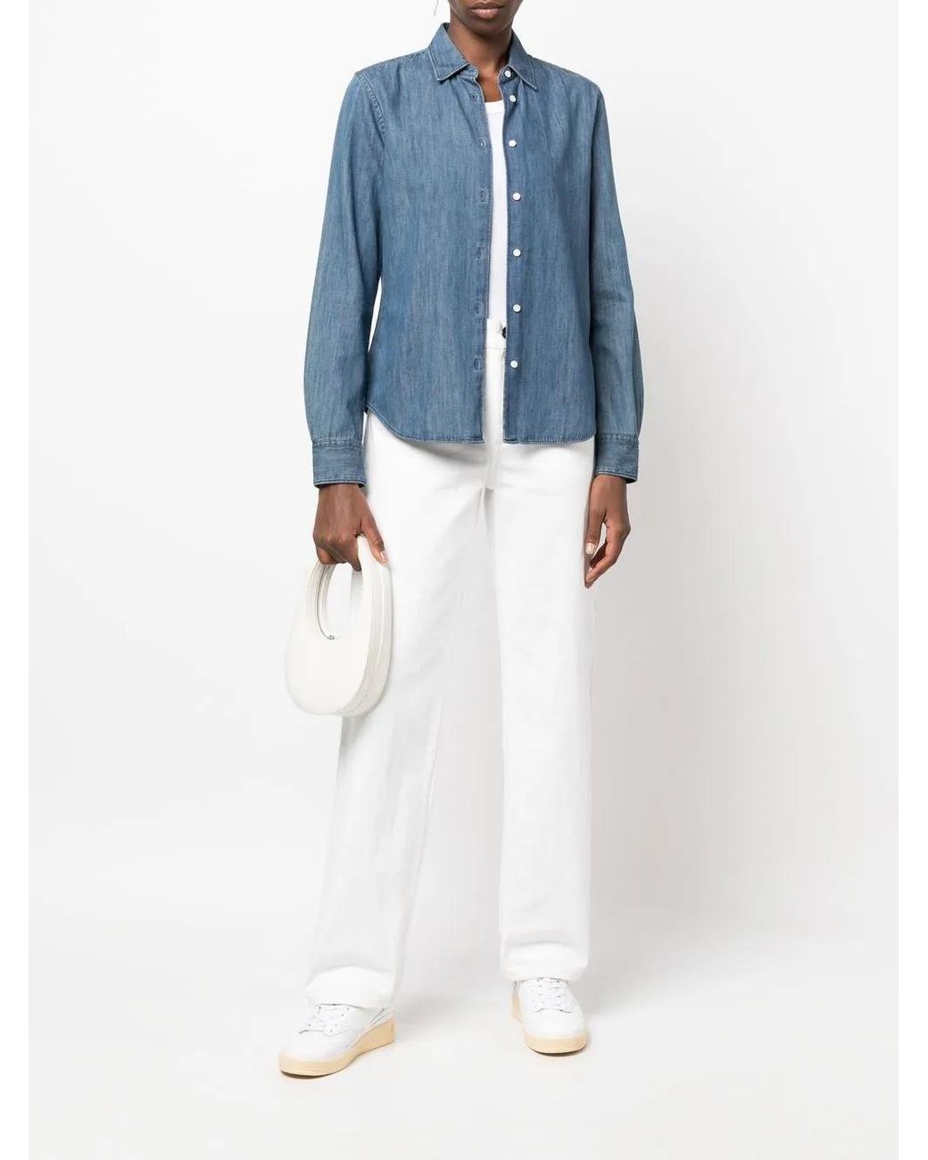 Aspesi Blue Fitted Button-Down Denim Shirt