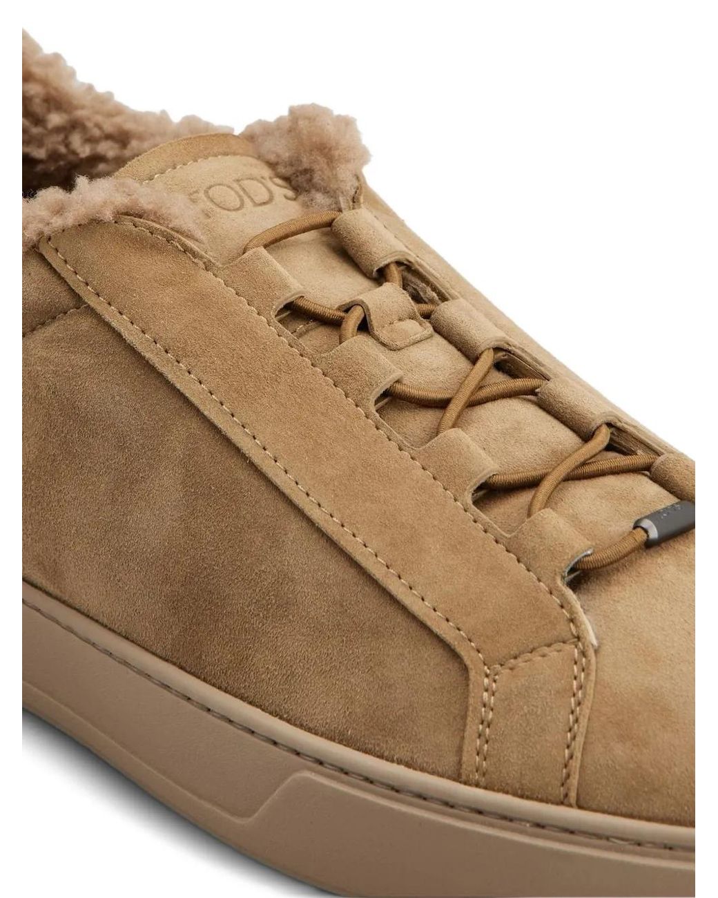 Tod's Brown Baskets En Cuir À Empiècement En Fourrure for men