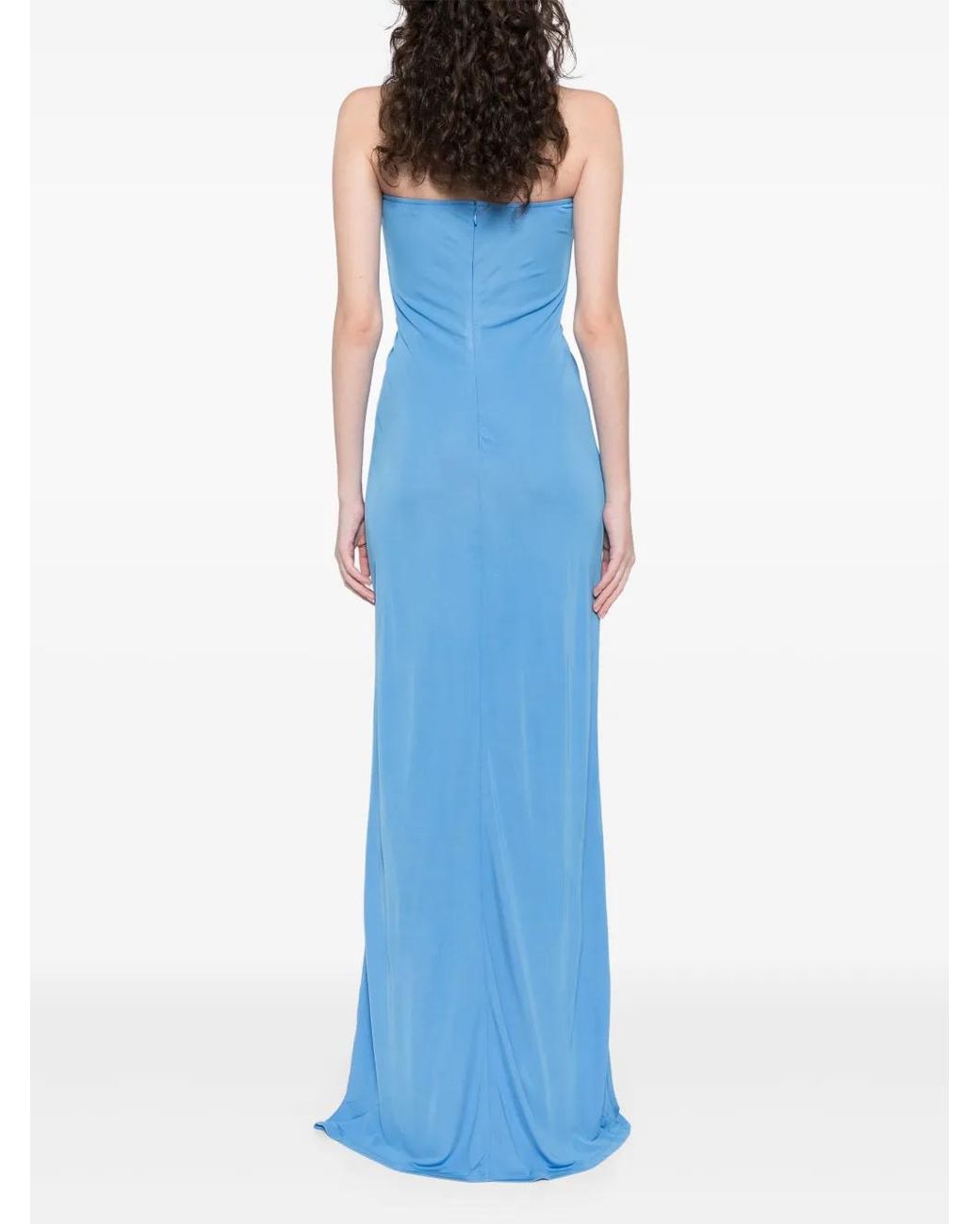 Christopher Esber Blue Arced Palm Strapless Dress