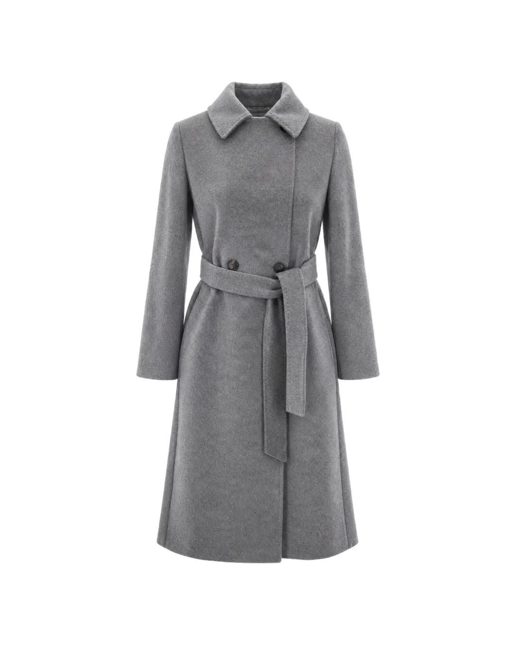 Max Mara Gray Double-Breasted Wool Coat