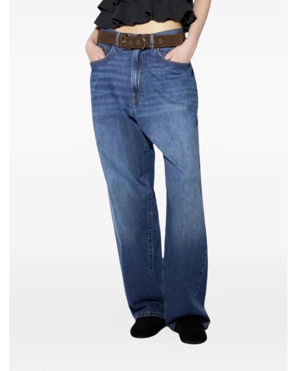 Liviana Conti Blue Sheldon Faded-Effect Straight-Leg Jeans
