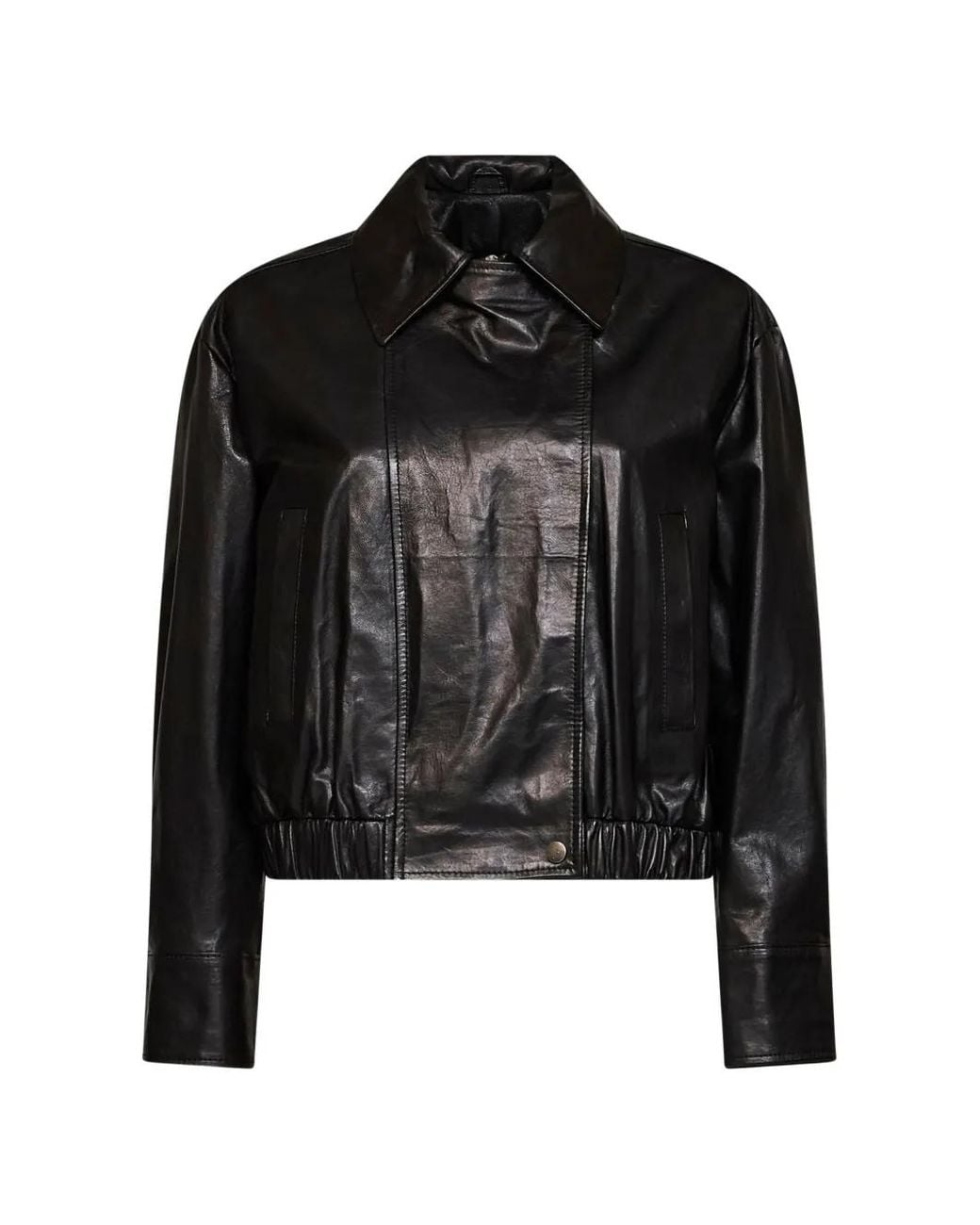 Kaos Black Elasticated Leather Jacket