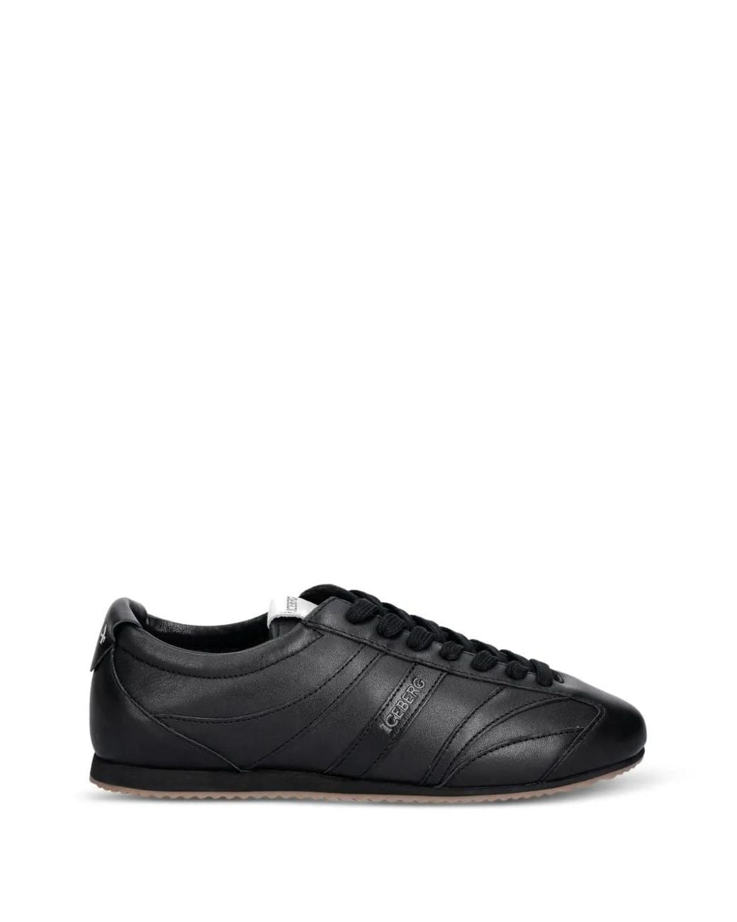 Iceberg Black Logo-Print Panelled Sneakers for men