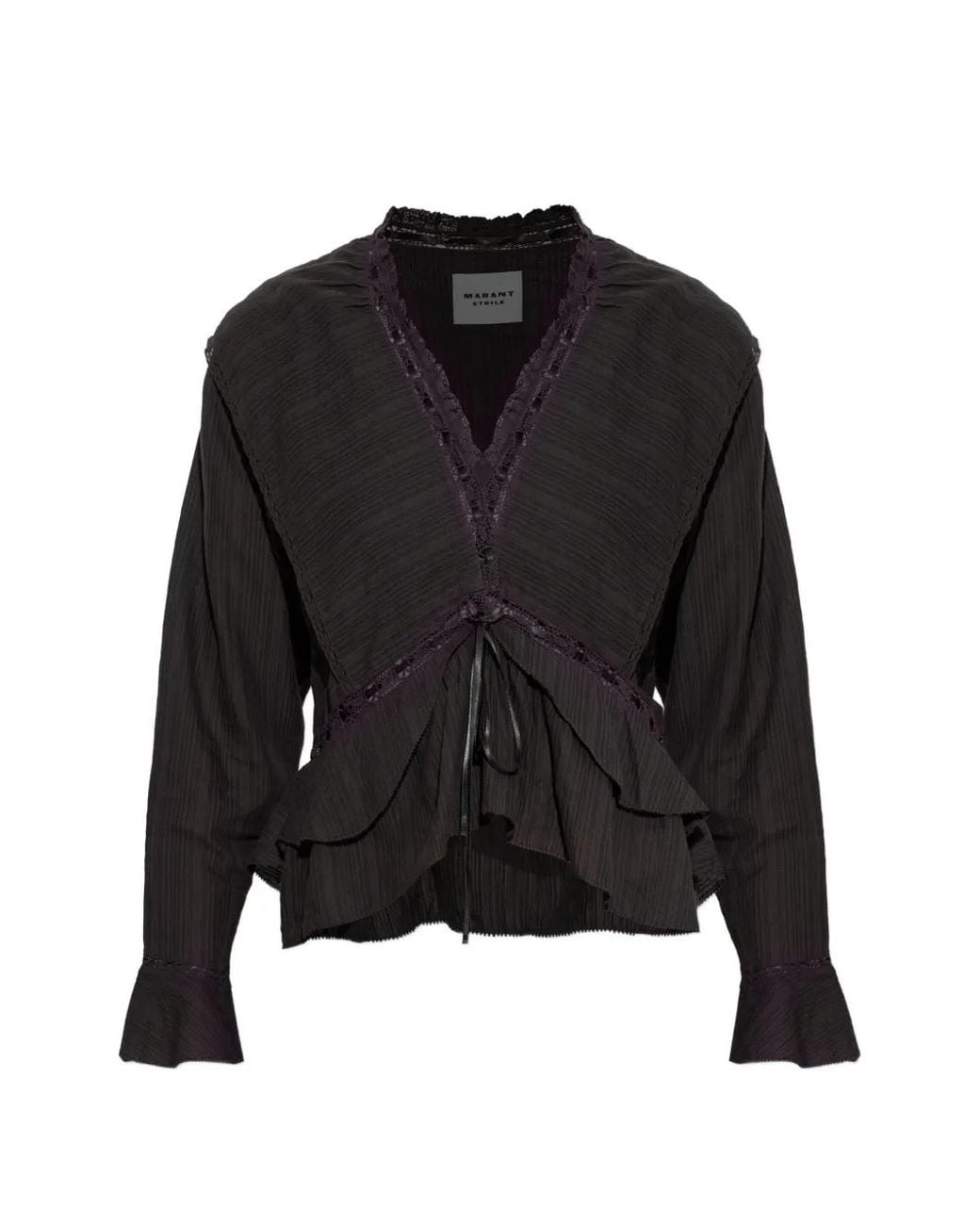 Isabel Marant Black Cotton And Linen Gauze Top