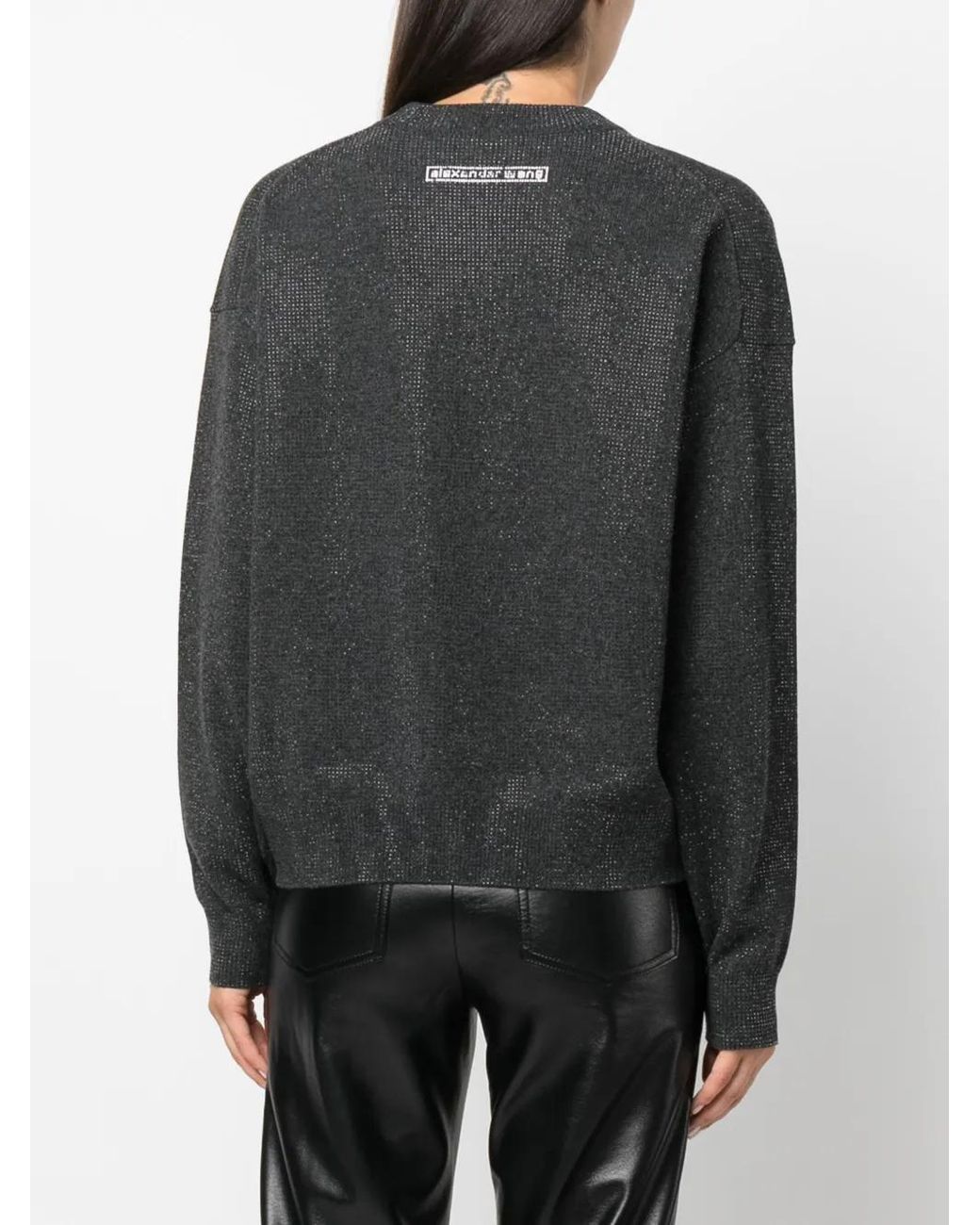 Alexander Wang Gray Rhinestone-Embellished Wool Jumper