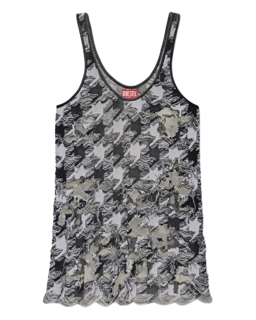 DIESEL Black Frayed Houndstooth Top