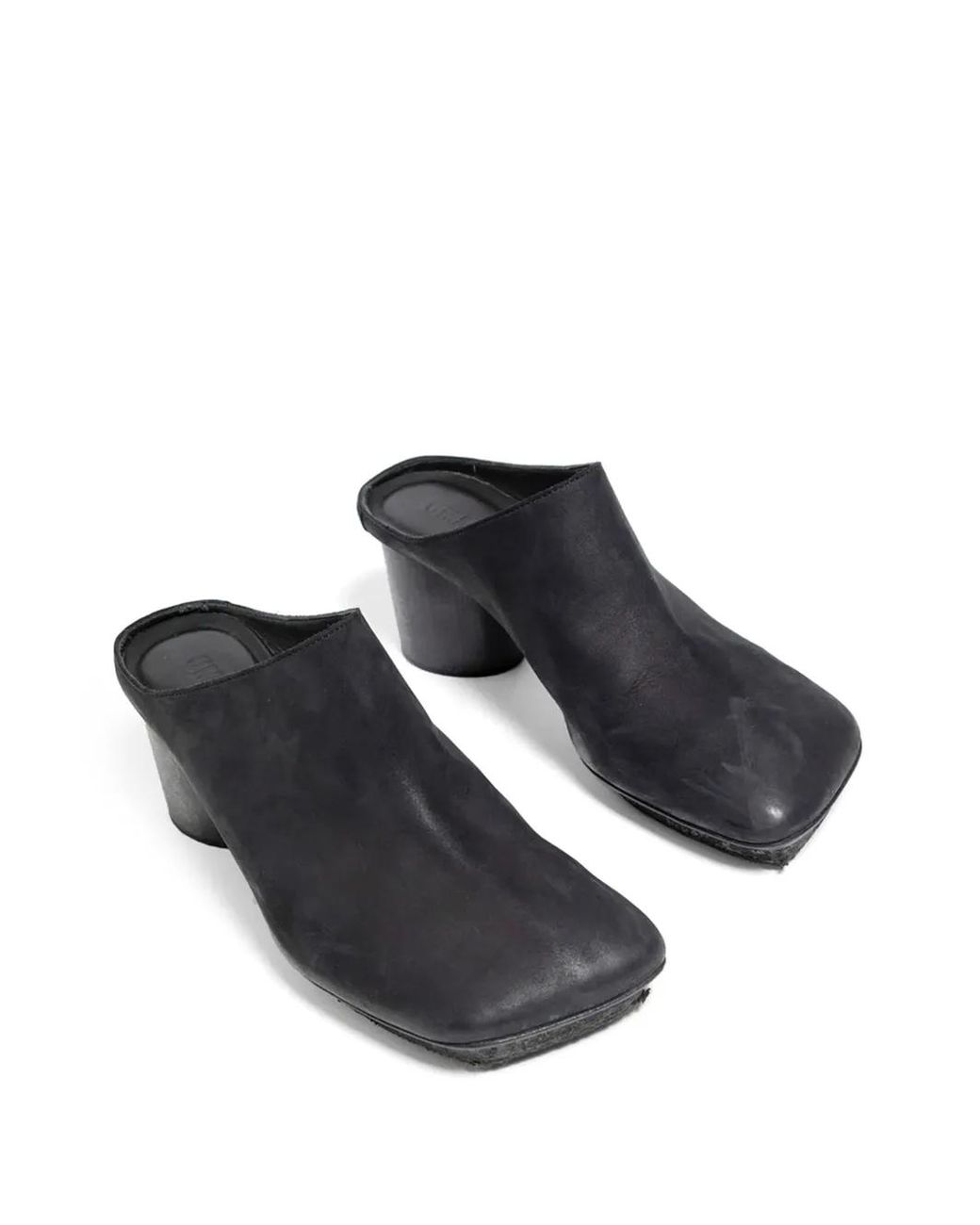 Uma Wang Black Block-Heel Leather Mules