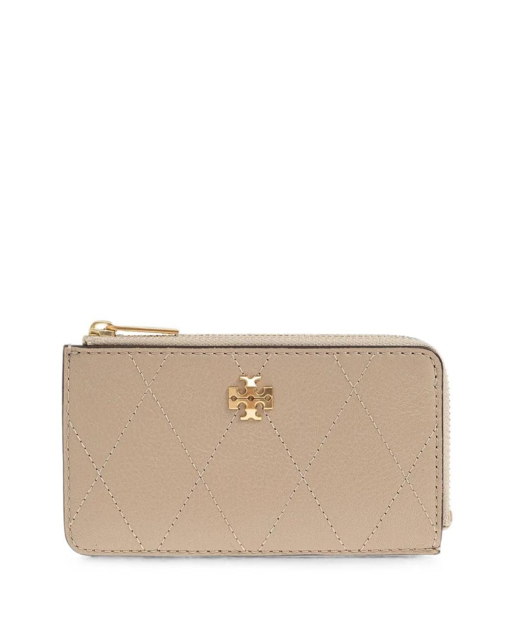 Tory Burch Natural Quilted Leather Card Holder