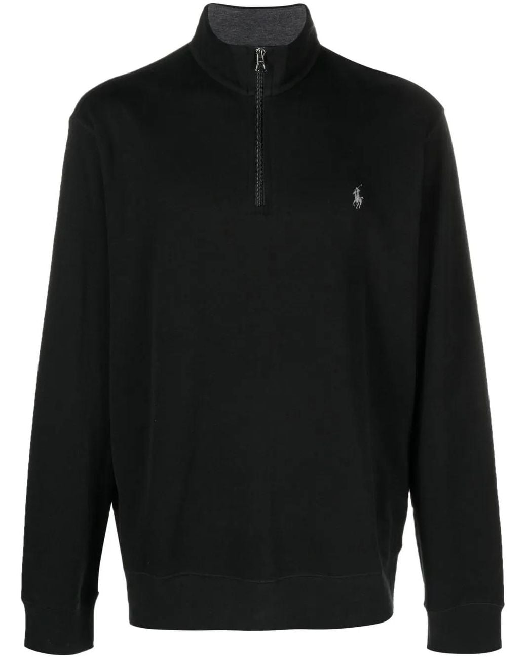 Polo Ralph Lauren Black Logo Patch Half-Zip Pullover for men