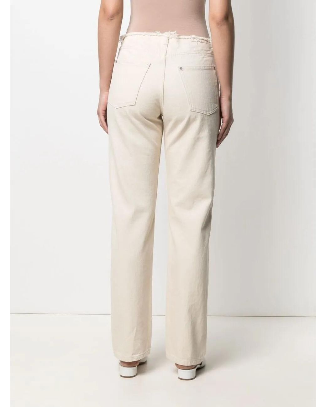 Maison Margiela Natural Frayed Straight-Leg Jeans