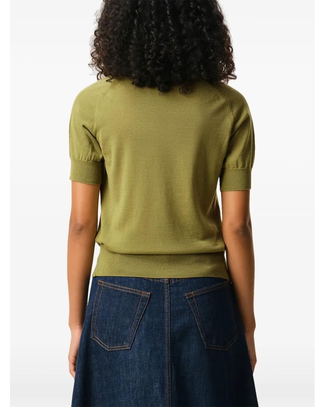 AMI Green Wool Short Sleeves Ami De Coeur Polo