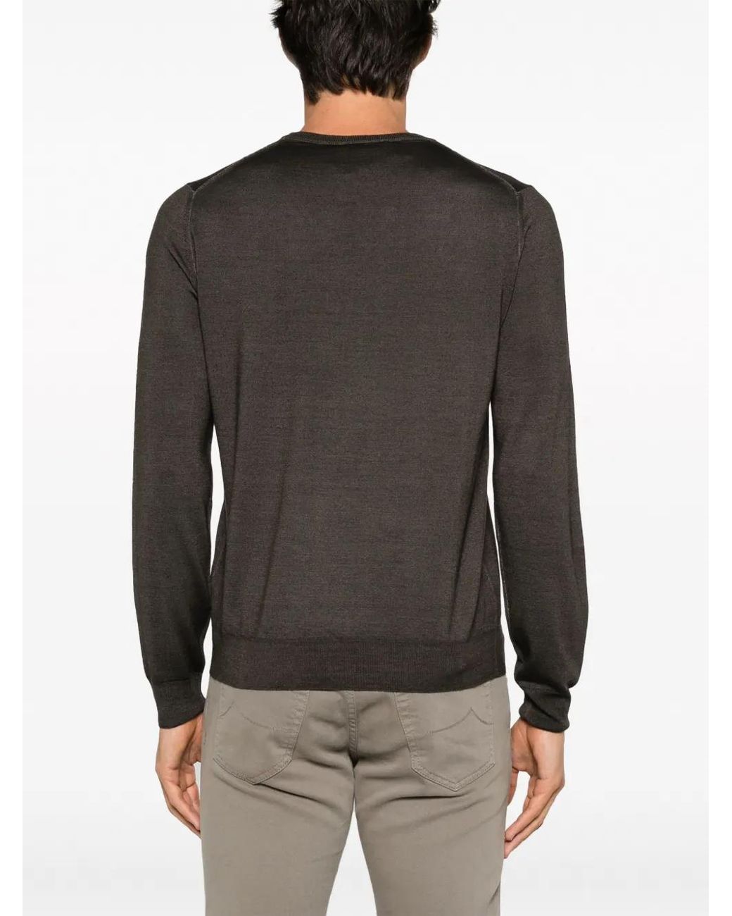 Canali Black Fine-Knit Sweater for men