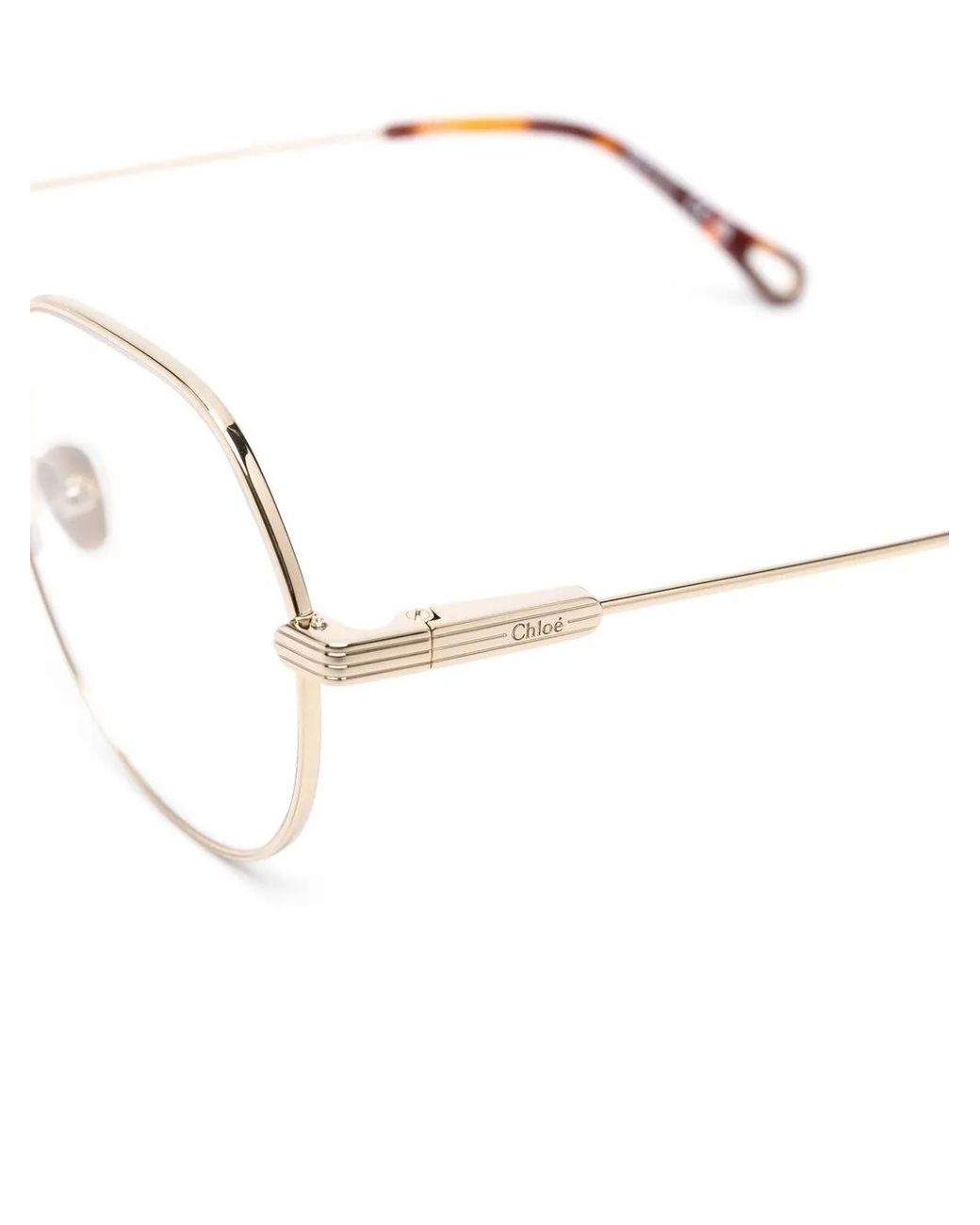 Chloé Metallic Benjamine Round-Frame Glasses