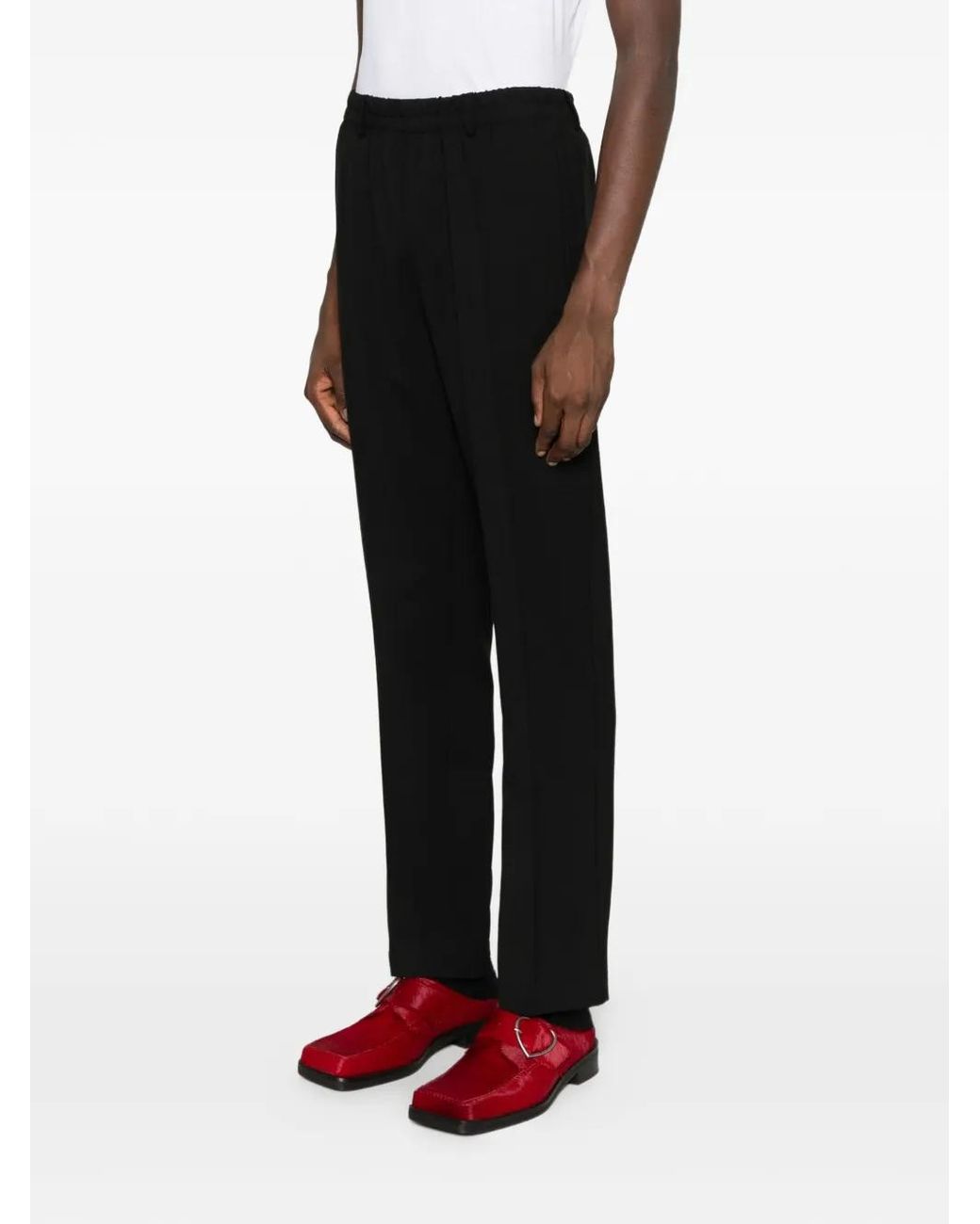 MEDEA Black Side Seam Pockets Wool Trousers for men
