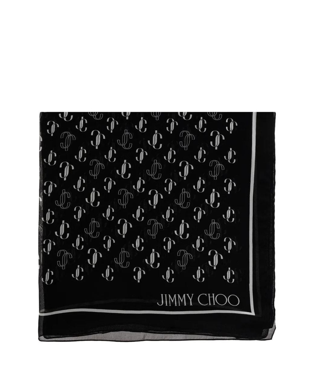 Jimmy Choo Black Jc Monogram Silk Scarf