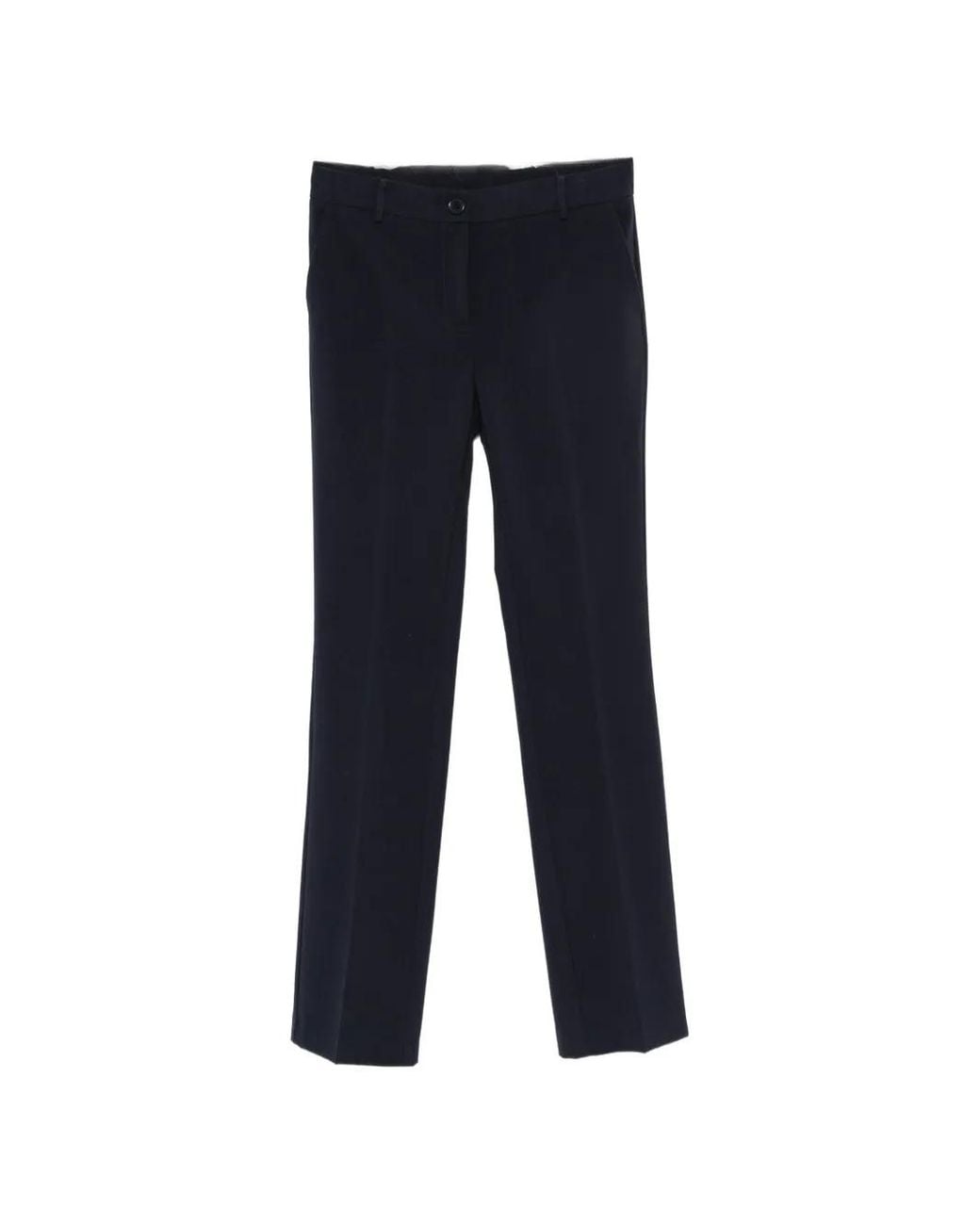 Twinset Blue Logo-Plaque Straight-Leg Trousers