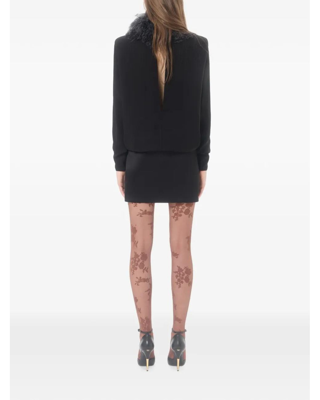 Valentino Garavani Black Feather-Trim Silk-Georgette Mini Dress