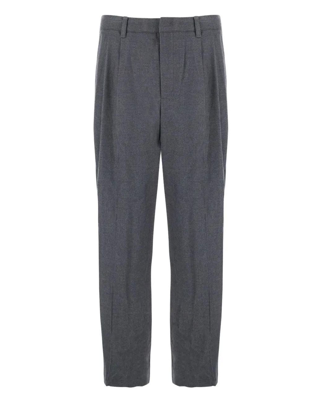 DUNST Gray Pleated-Front Trousers for men