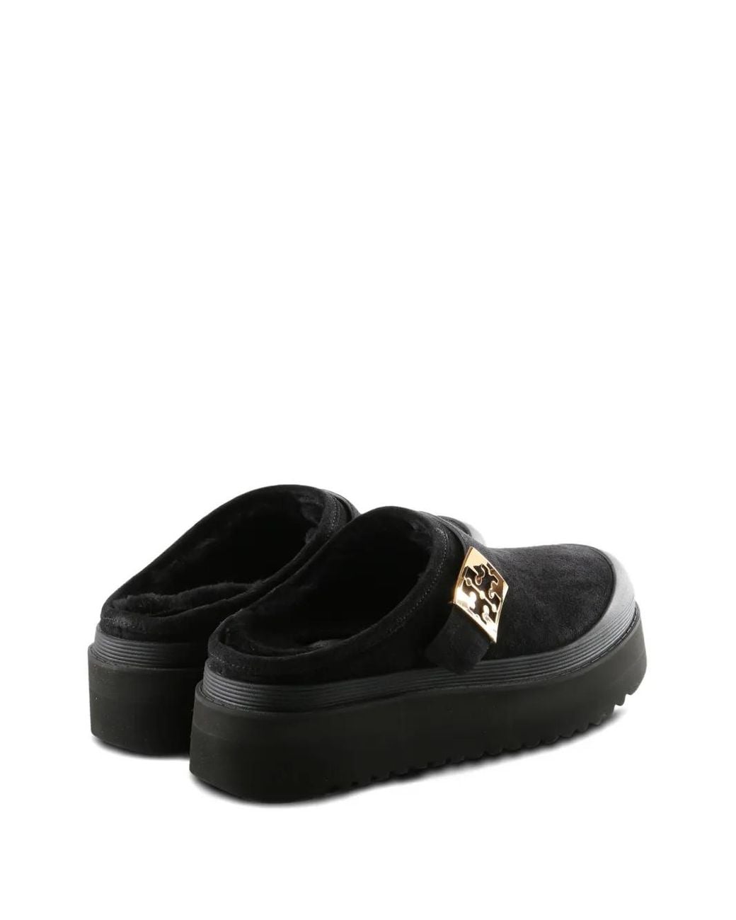Tory Burch Black Mellow Buckle Platform Mules