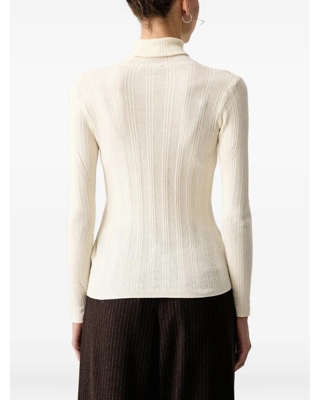 Sessun White Norte Ribbed-Knit Roll-Neck Sweater