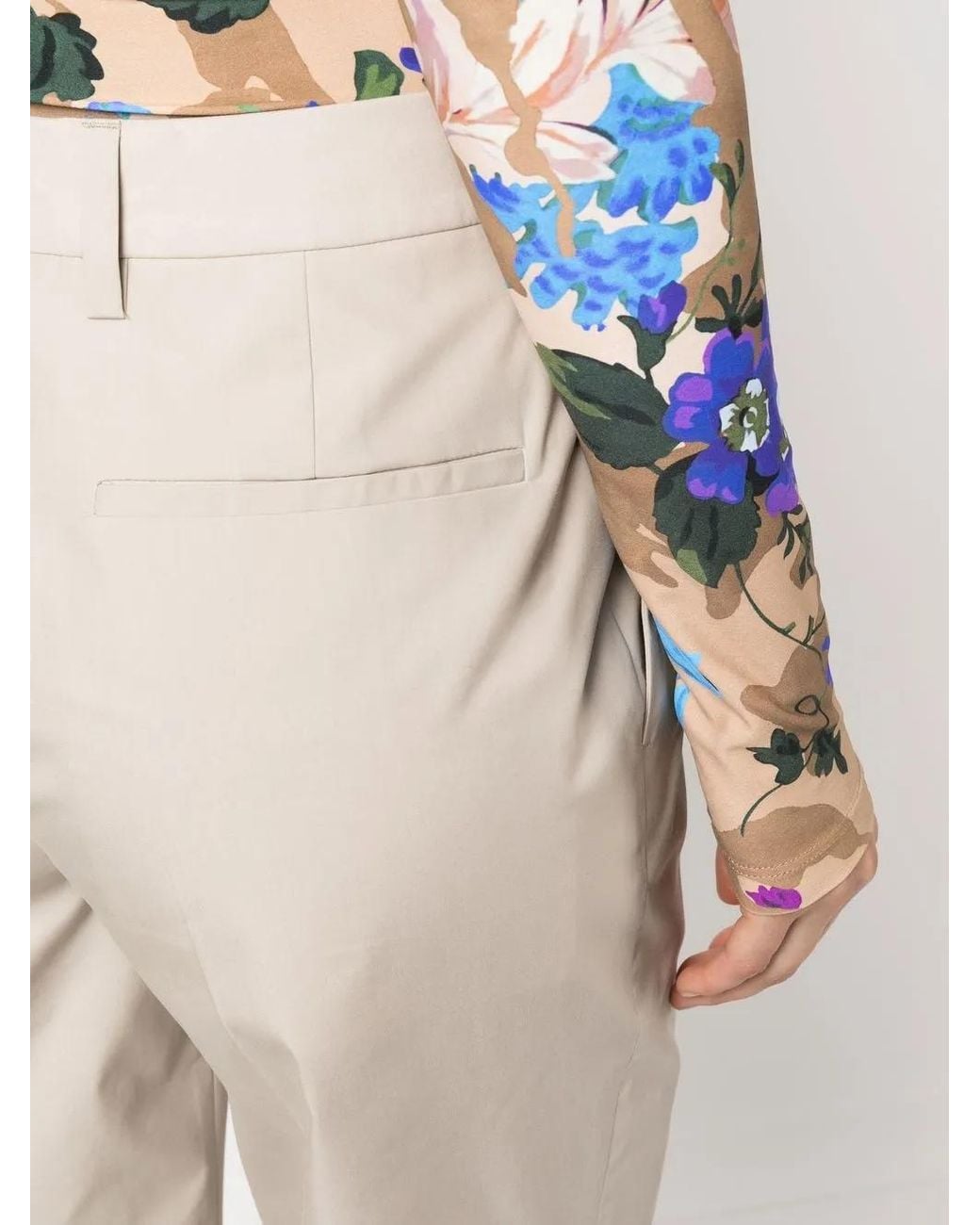 Prada Natural Cropped Tailored Trousers