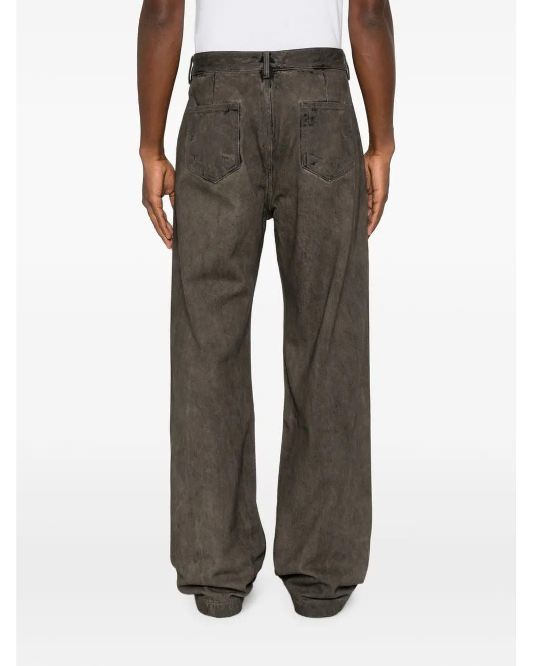 Rick Owens Gray Faded Whiskered Jeans for men