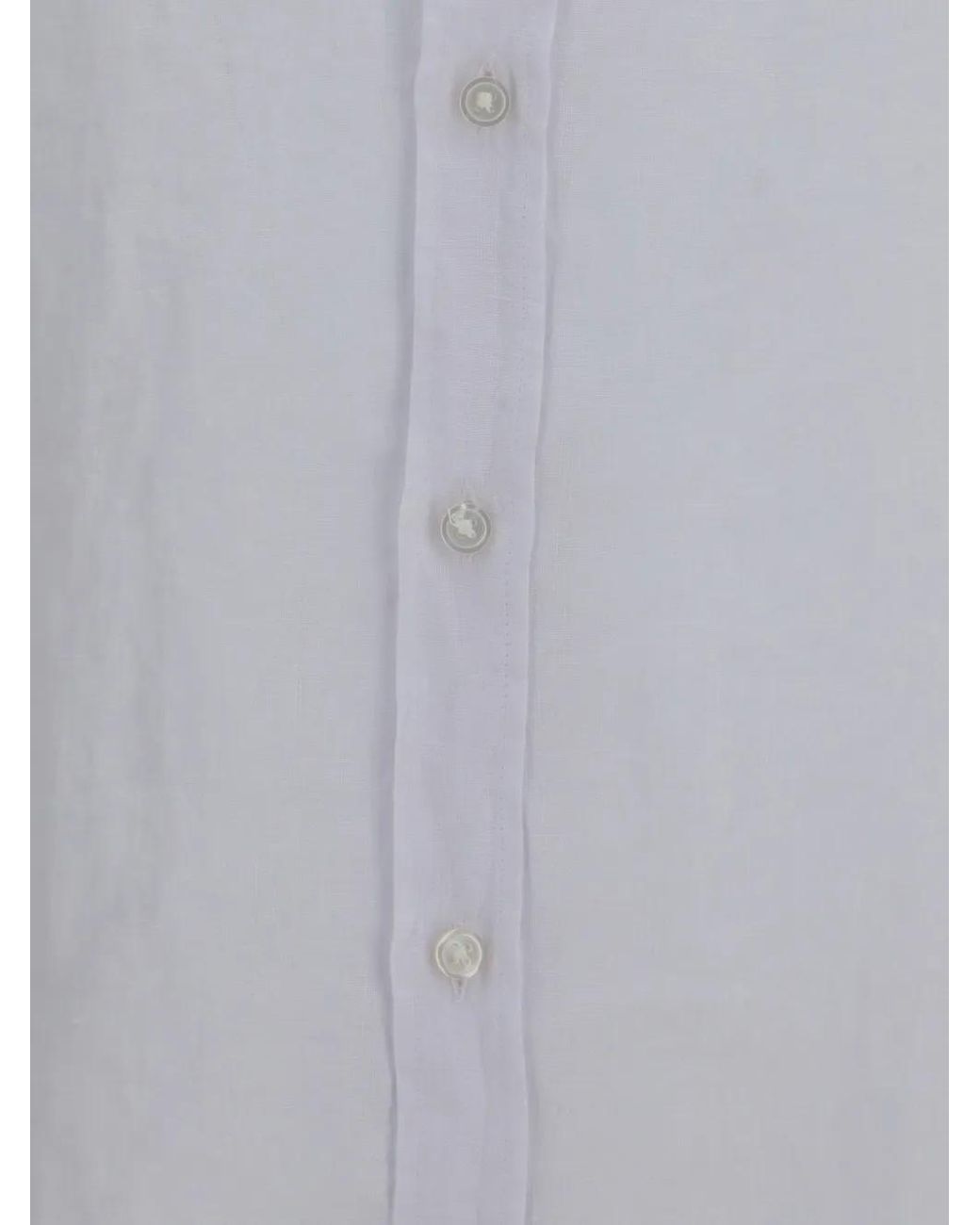 Boss White Button-Down Linen Shirt for men