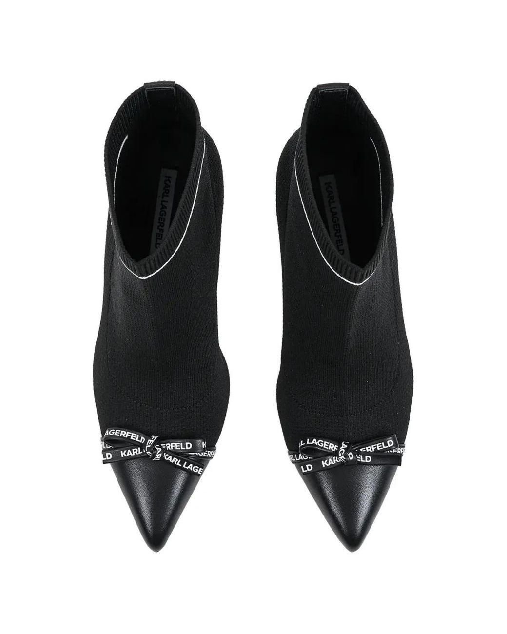 Karl Lagerfeld Black Bow-Detail Sock Boots