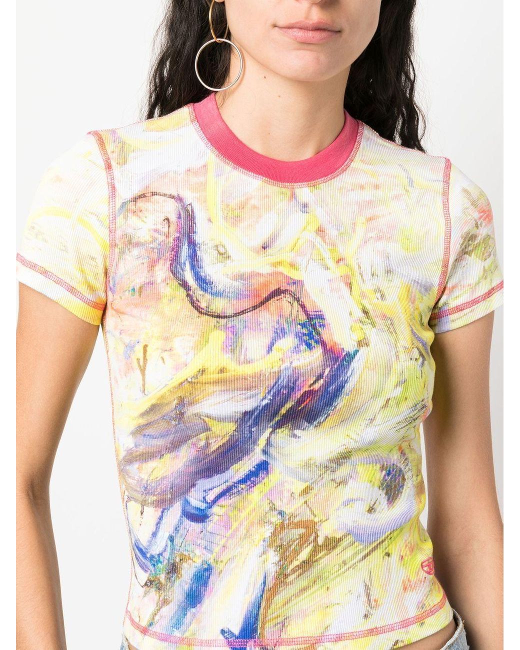 diesel T-Skinzy-G1 半袖tシャツ T-SKINZY-G1 Woman: Faded T-shirt with abstract print | Diesel