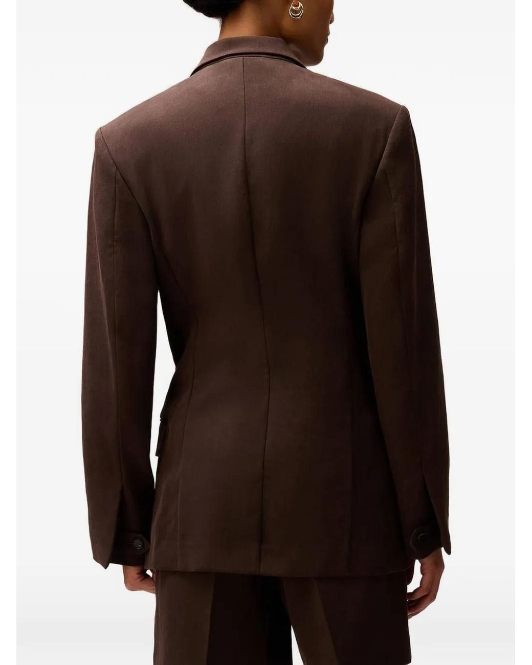 RETORI Brown Double-Breasted Linen Blazer
