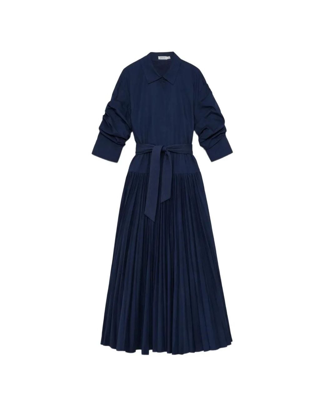 Jonathan Simkhai Blue Arlo Belted Pleated Dress