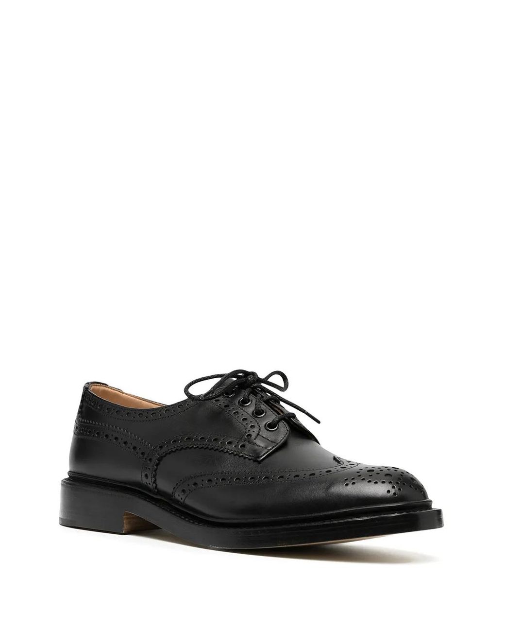 Tricker's Black Tricker's Bourton Leather Brogue Shoes for men