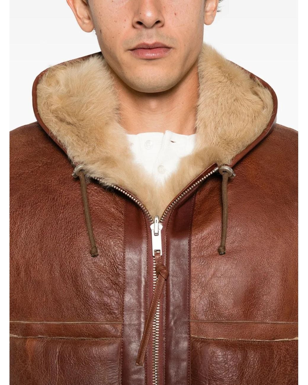Aries Brown Zip-Up Hooded Jacket for men