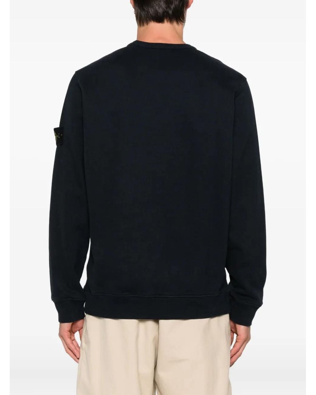 Stone Island Black Brushed Organic Cotton Fleece Sweatshirt for men