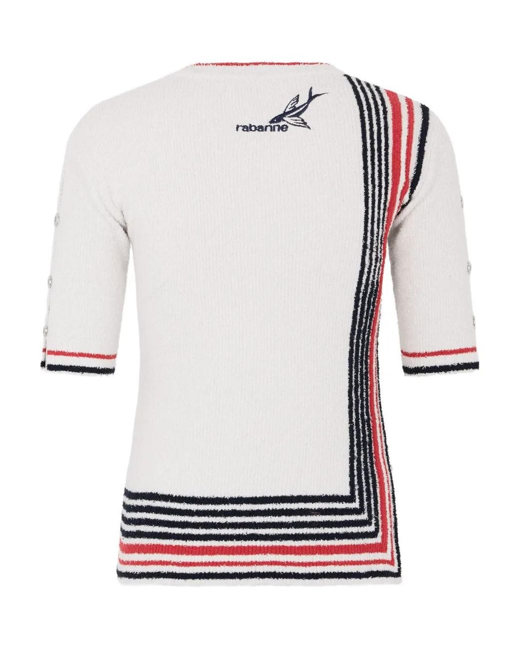 Rabanne White Striped Short-Sleeve Top
