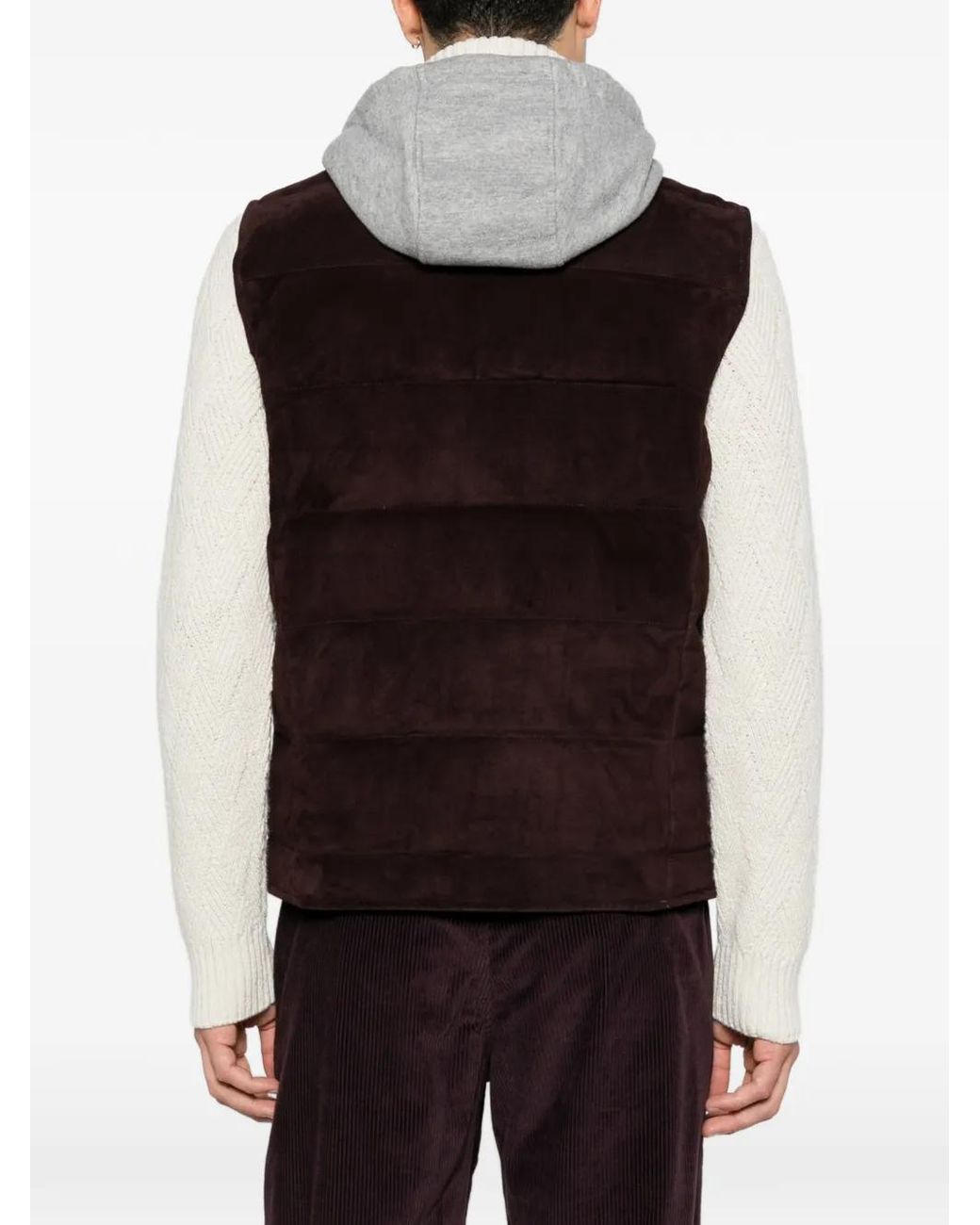 Eleventy Purple Quilted Hooded Gilet for men