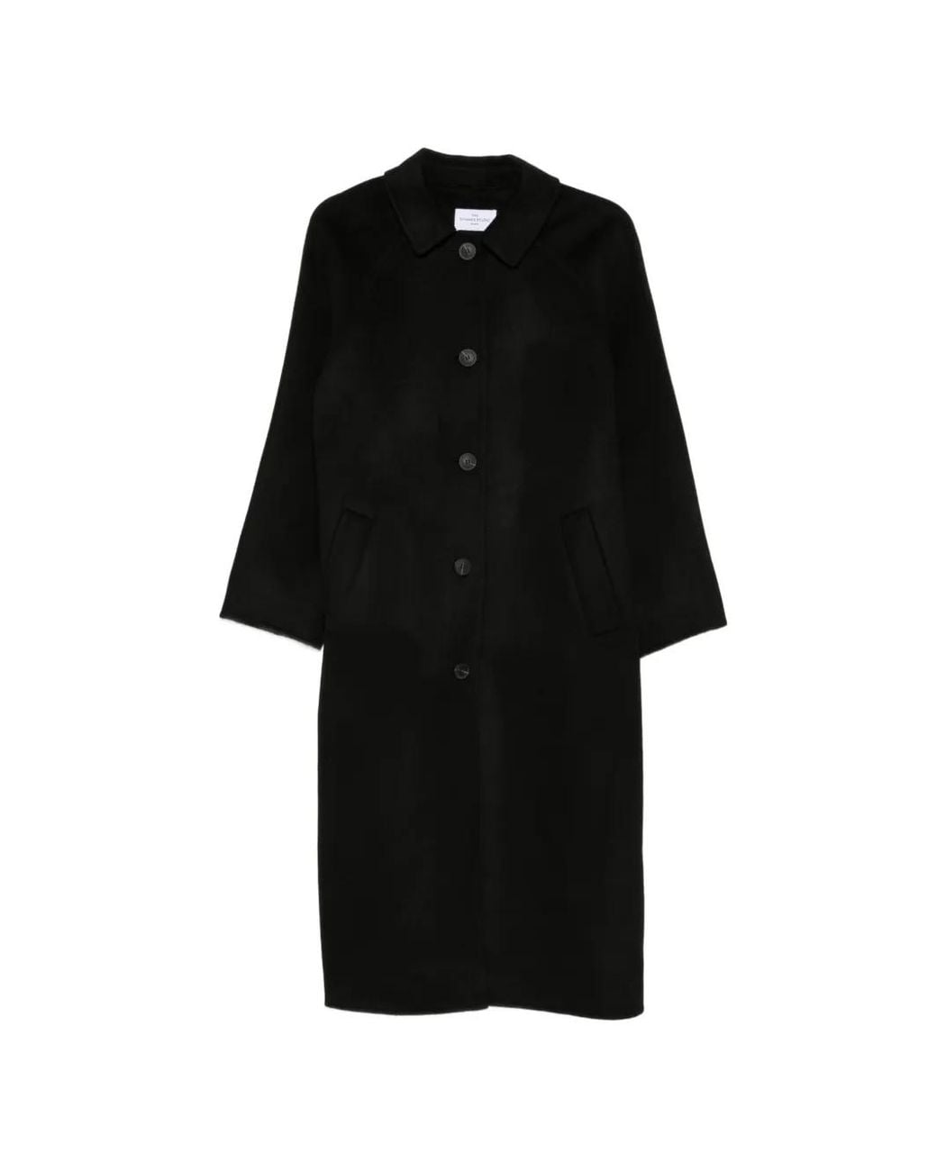 The Dynamis Studio Black Raglan-Sleeve Button-Down Coat